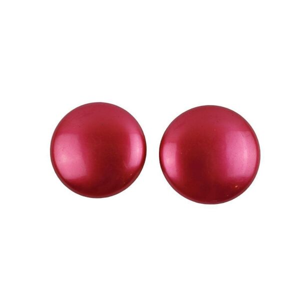 Vintage Japan Hot Pink Round Dome Button Plastic Gold Tone 1" Clip On Earrings - Picture 1 of 7
